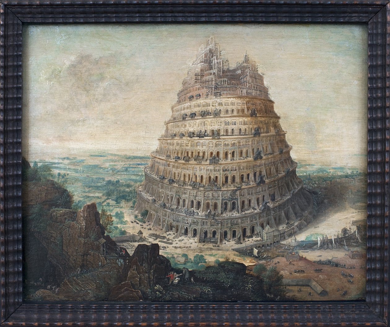 बाबेल टॉवर। लुकास वैन वाल्केनबोर्च (लगभग 1535-1597) की पेंटिंग, लकड़ी पर तेल, फ्लेमिश कला द्वारा लुकास वैन वाल्केनबोरच