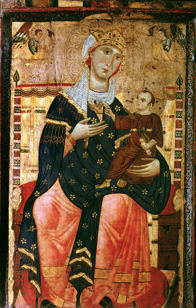 मेडोना एंड चाइल्ड, c.1260 (कैनवास पॉपलर पर रखी गई) द्वारा ल्युकेनी स्कूल