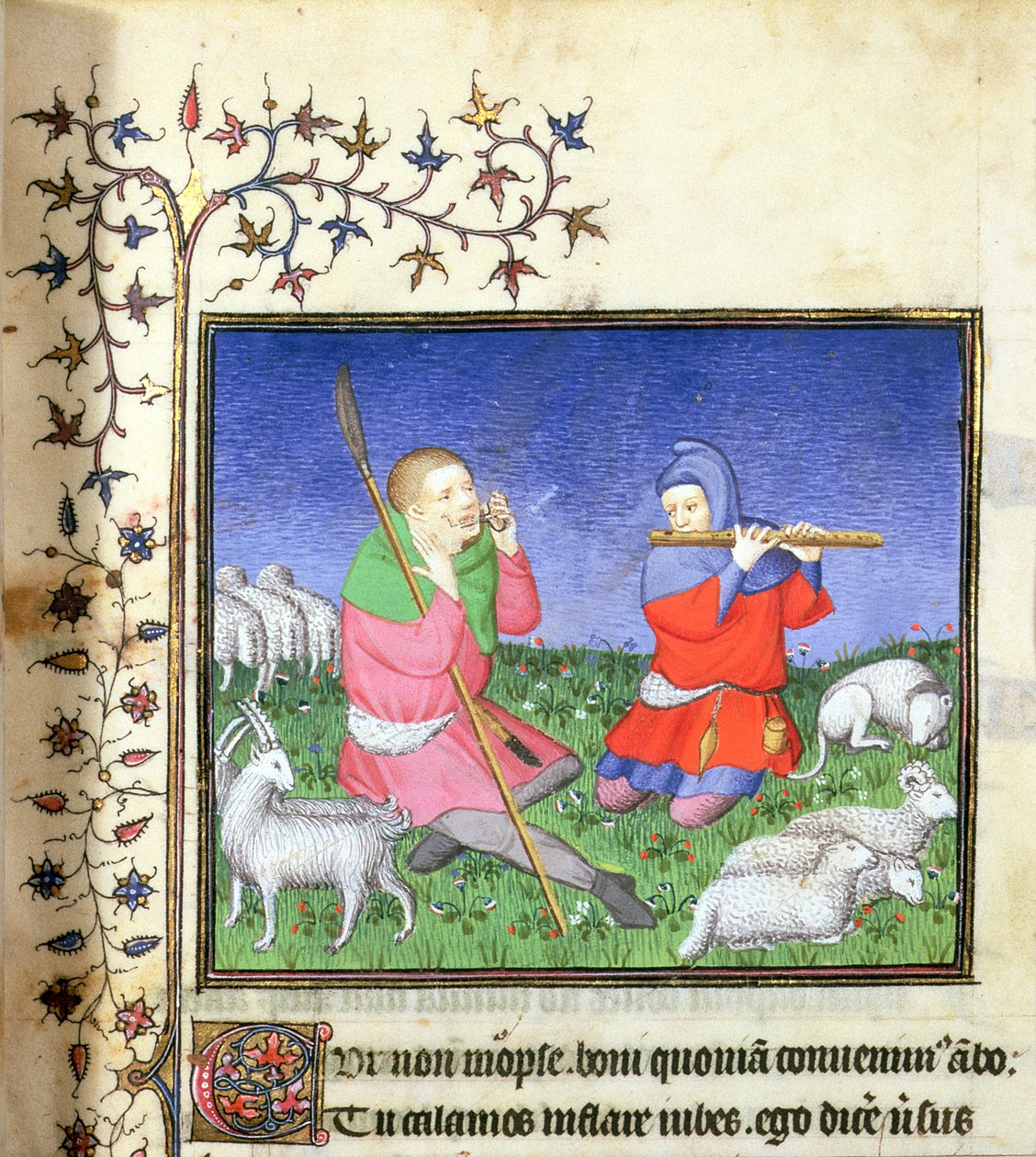 सुश्री। 307, fol.20r इलस्ट्रेशन टू इकोलॉग 5, पेरिस, सी .144 द्वारा लूसन मास्टर