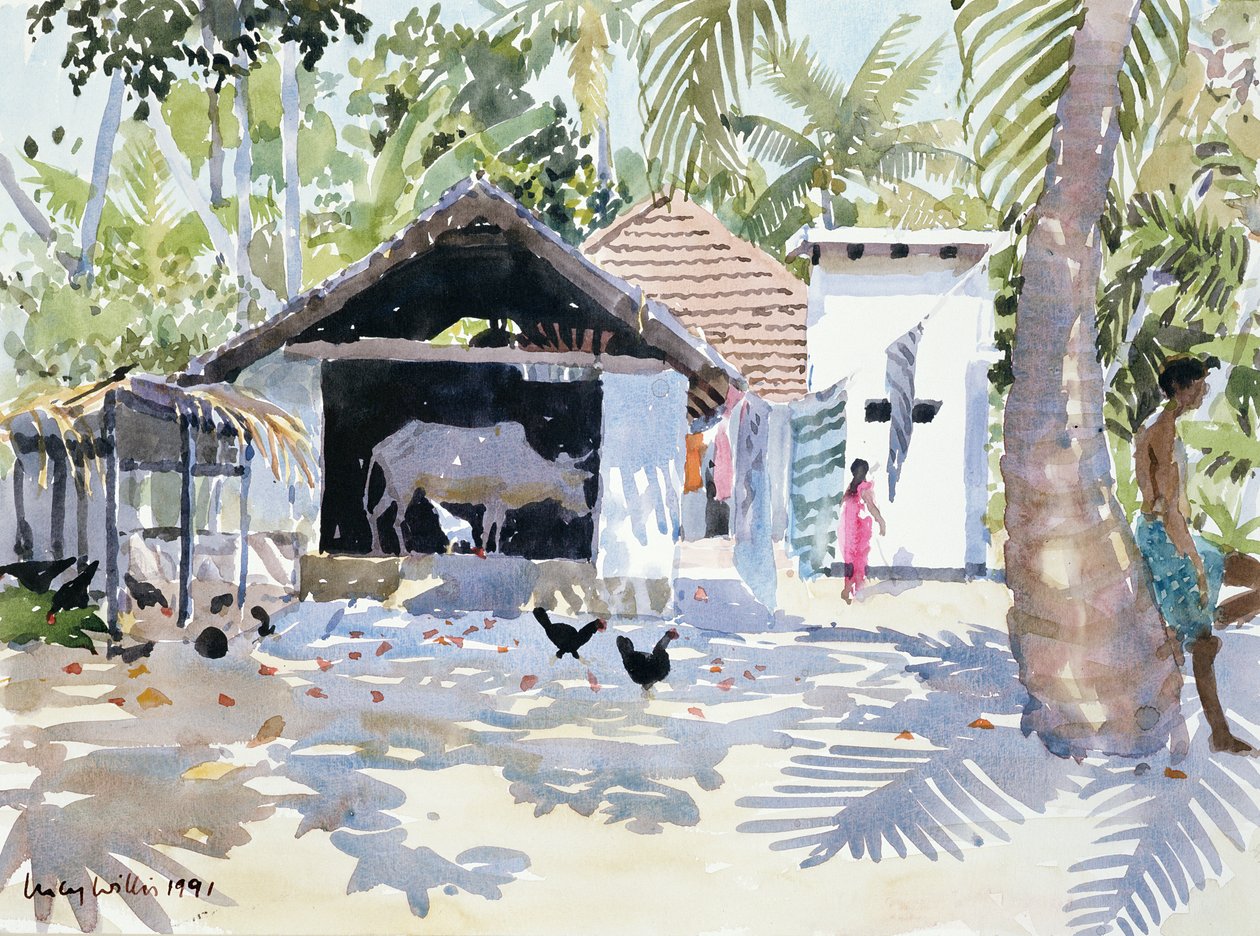 बैकवाटर, केरल, भारत, 1991 (कागज पर wc) द्वारा लुसी विलिस