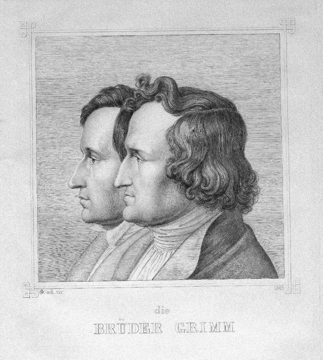 जैकब और विल्हेम ग्रिम, 1843 द्वारा लुडविग एमिल ग्रिम