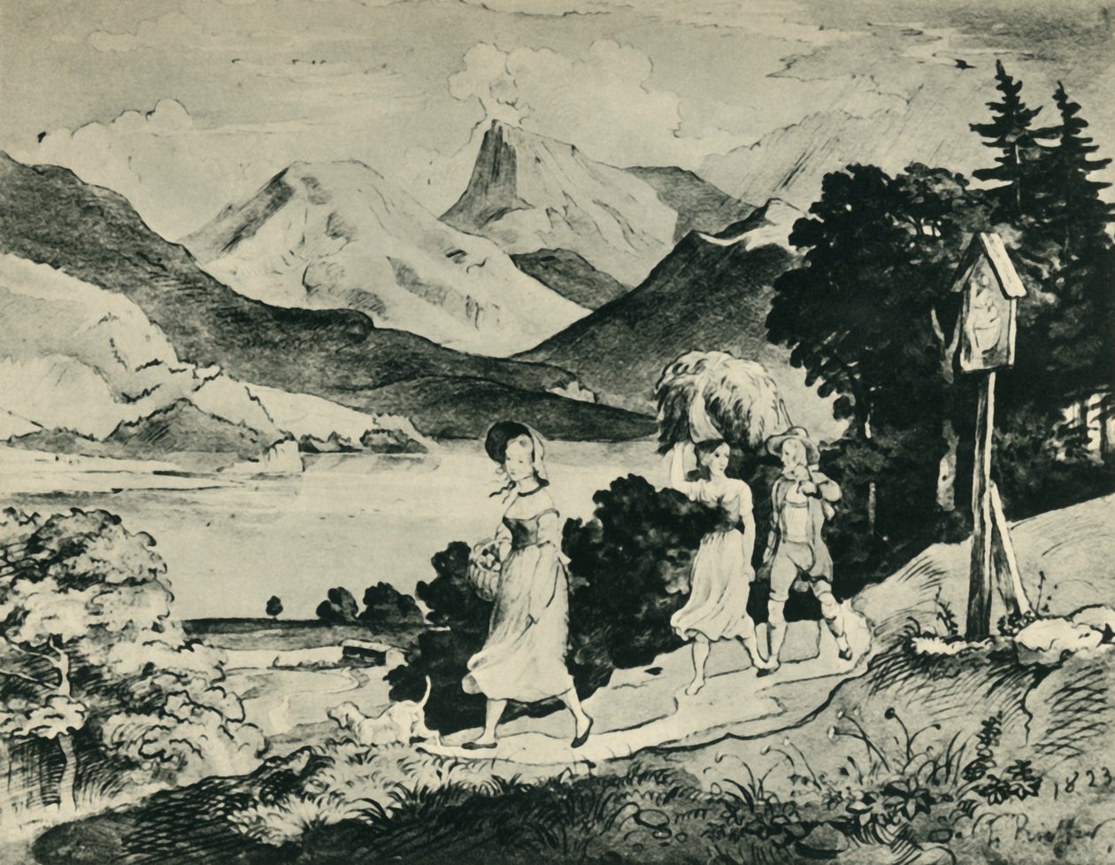 फुस्चेल झील, साल्ज़बर्ग, ऑस्ट्रिया, 1823, 1943। द्वारा लुडविग रिक्टर
