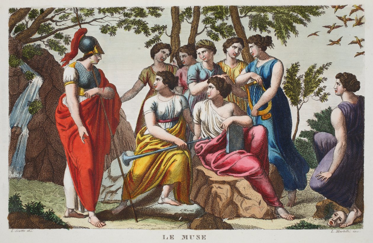 द मसेस या ले म्यूजियम, बुक वी, ओविड मेटामोर्फोसॉज, फ्लोरेंस, 1832 (हाथ से रंगा हुआ उत्कीर्णन) से चित्रण द्वारा लुइगी एडेमोलो