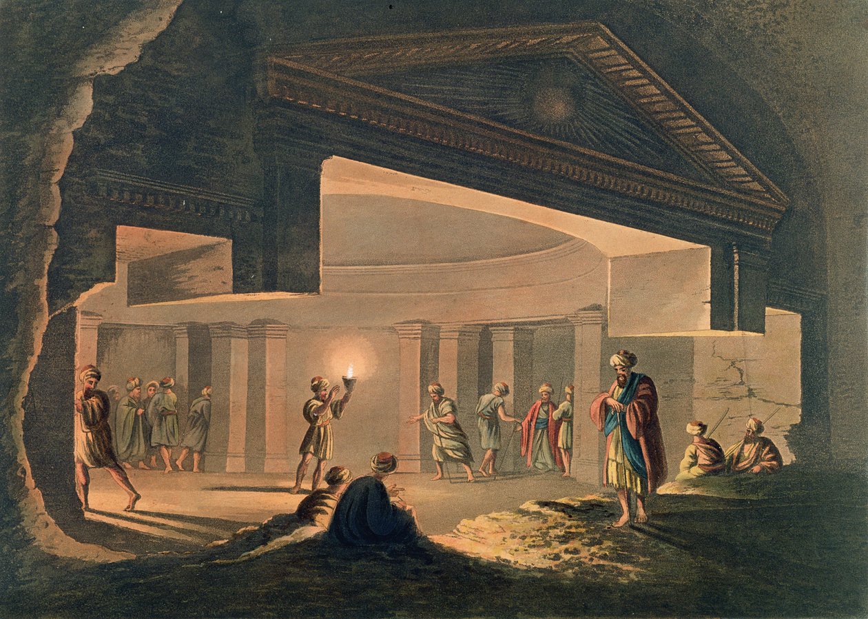 अलेक्जेंड्रिया में कैटाकॉम्ब्स का आंतरिक दृश्य, थॉमस मिल्टन (1743-1827) पब द्वारा उत्कीर्ण &39;मिस्र में दृश्य&39; से प्लेट 11। रॉबर्ट बाउयर (1758-1834) 1802 (एक्वाटिंट) द्वारा लुइगी मेयर