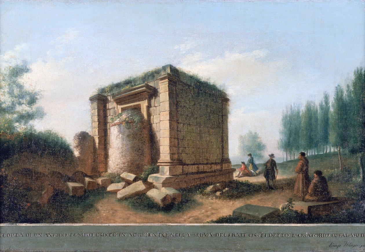 एग्रीगेंटम में एक प्राचीन मंदिर का दृश्य, c.1776-92 द्वारा लुइगी मेयर