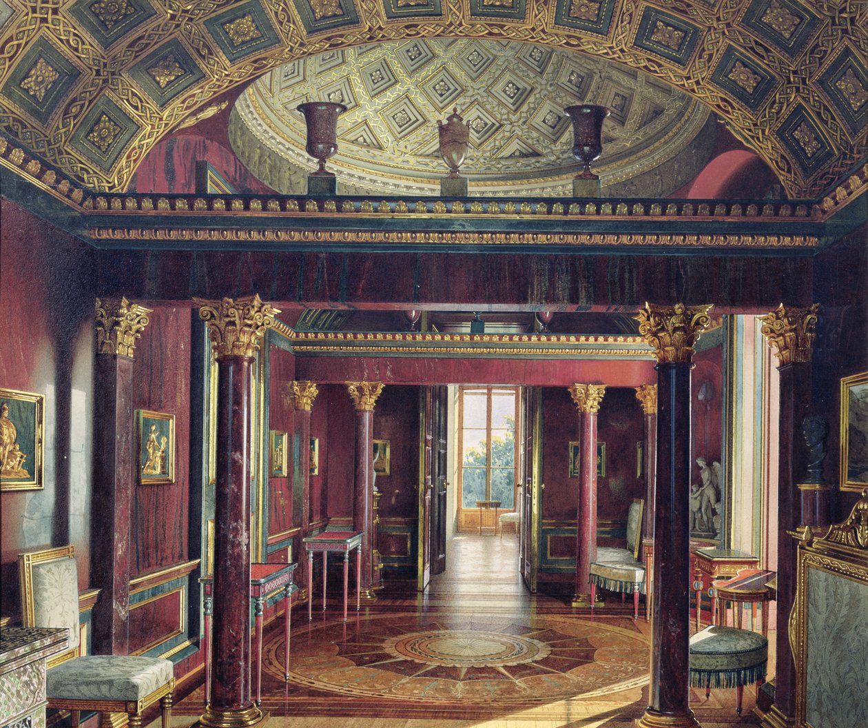1859 के Tsarskoye Selo में कैथरीन पैलेस में अगेट रूम, (कागज पर डब्ल्यूसी सफेद रंग) द्वारा लुइगी प्रेमाज़ी