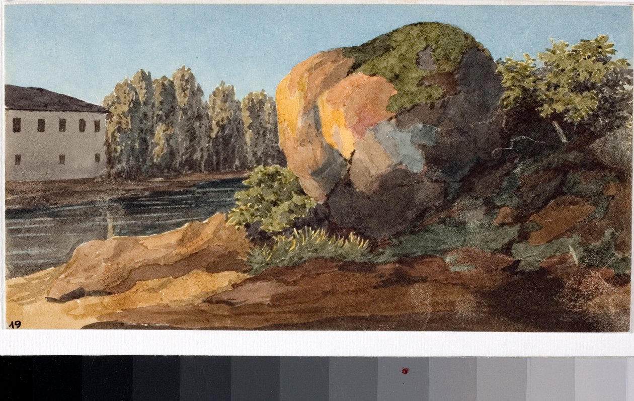 टोरेंट के साथ लैंडस्केप (वाटरकलर, c.1825) द्वारा लुइगी गैरीबो