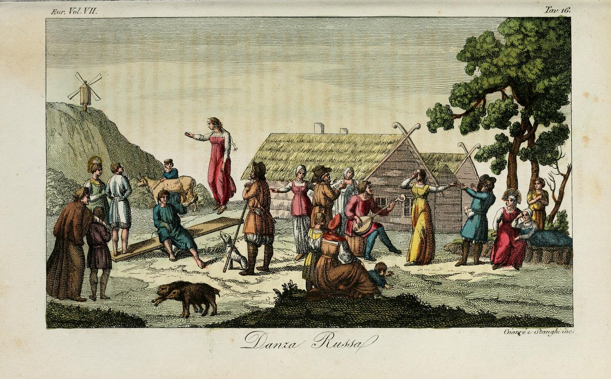 रूसी नृत्य। प्राचीन और आधुनिक रिवाज से चित्रण या सरकार का इतिहास Giulio Ferrario, 1831 द्वारा लुइगी गिअरे