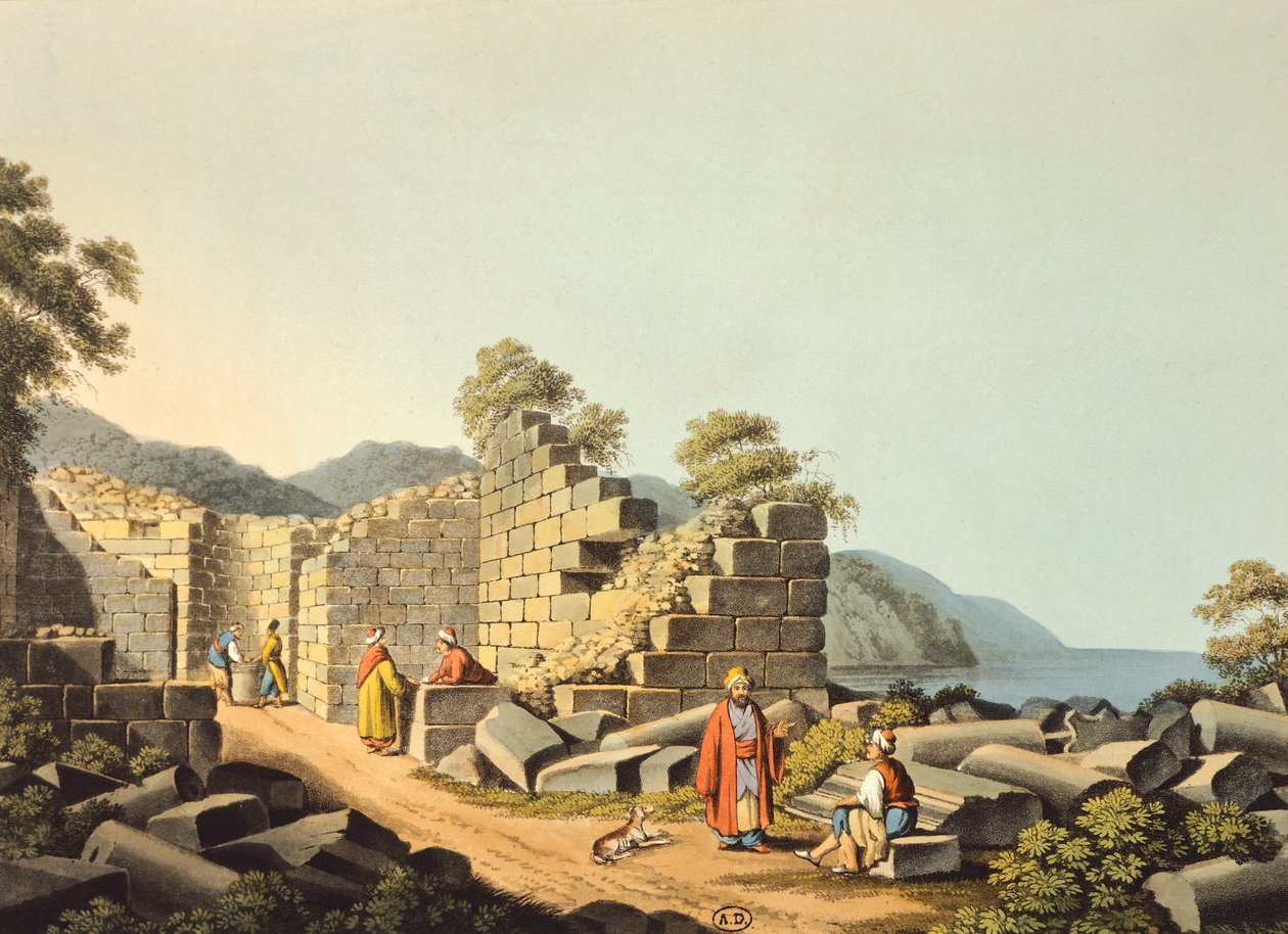 ग्रीस, समोस द्वीप, प्राचीन मंदिर के खंडहर, लुइगी मेयर द्वारा, एनग्रेविंग द्वारा लुइगी मेयर