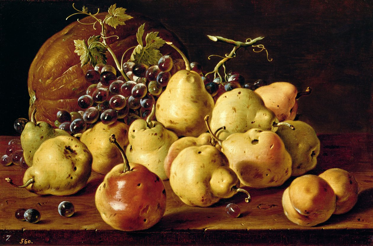 फिर भी जीवन quinces, आड़ू, अंगूर और कद्दू के साथ द्वारा लुइस एगिडियो मेलेंडेज़