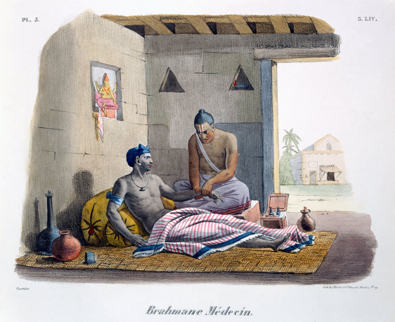 एक ब्राह्मण चिकित्सक एक नाड़ी ले रहा है, 1827-35 द्वारा मुझे बर्नौफ