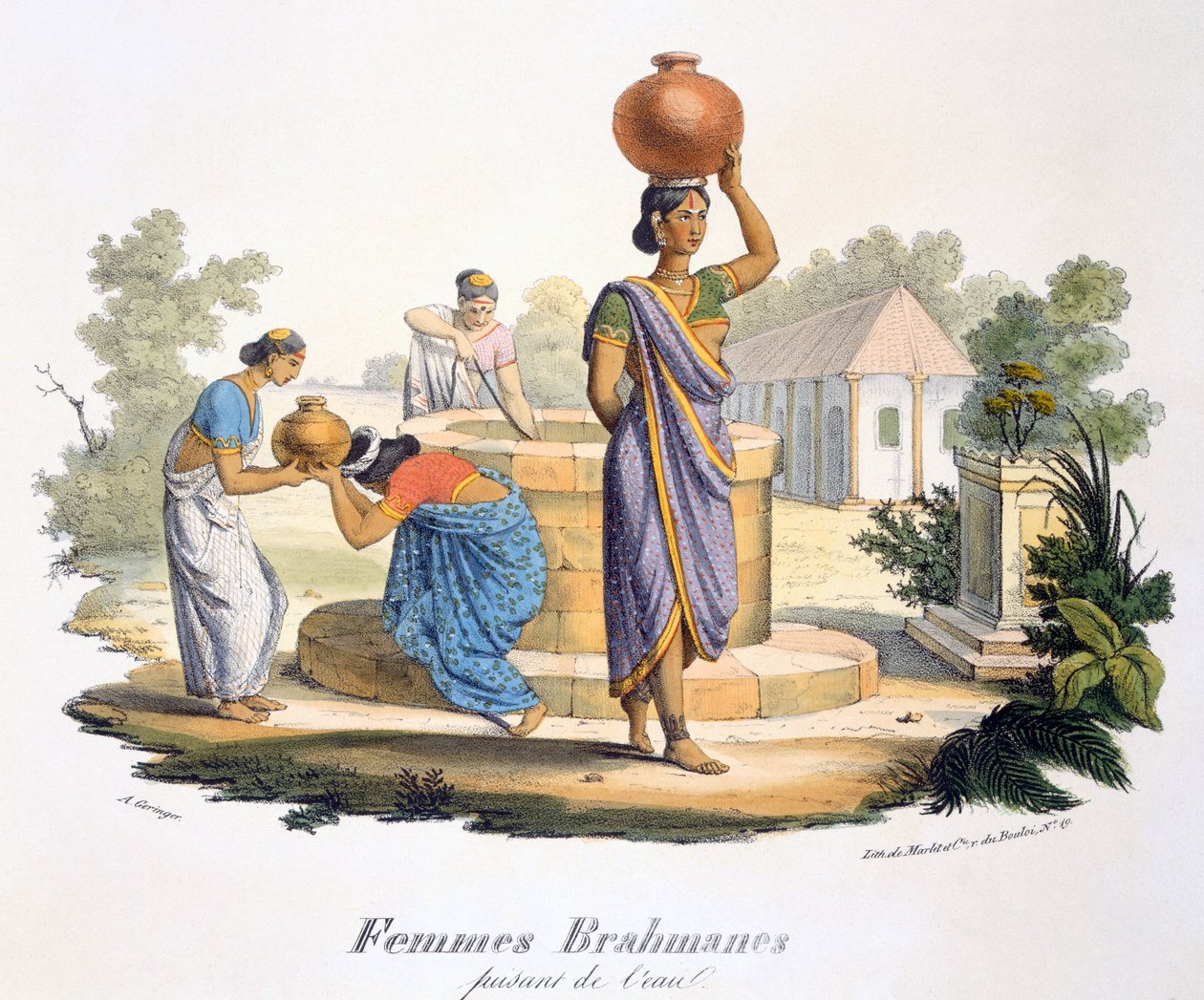 पानी इकट्ठा करने वाली ब्राह्मण महिला, 1827-35 द्वारा मुझे बर्नौफ