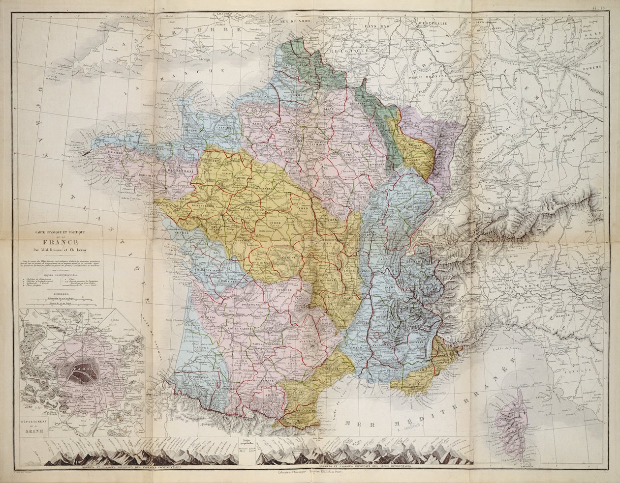 फ्रांस का नक्शा, c.1830-40 द्वारा एमएम और लेरॉय, चौ। ड्रौक्स