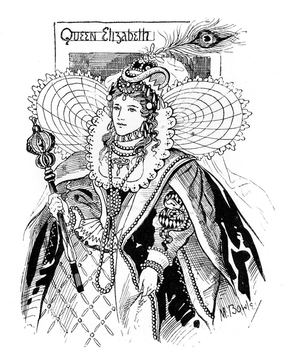 क्वीन एलिजाबेथ I 1533-1603, 1897। द्वारा एम। बॉली