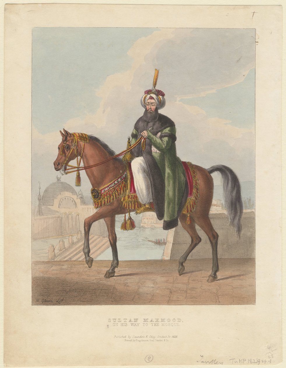 महमूद II का चित्र 1785-1839, तुर्क साम्राज्य का सुल्तान, 1829 द्वारा एम. गौसी