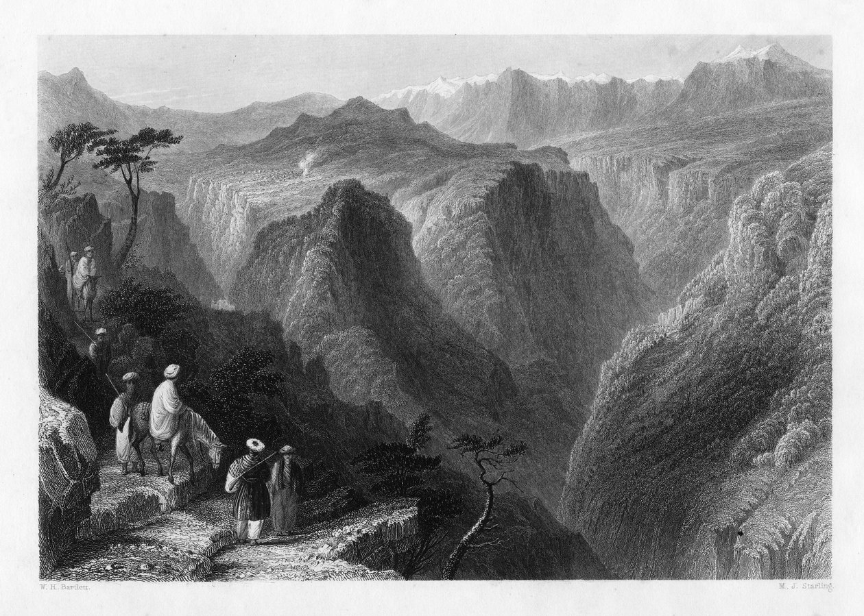 माउंट लेबनान, केदेश की घाटी के ऊपर, या पवित्र घाटी, लेबनान, 1841। द्वारा एमजे स्टार्लिंग