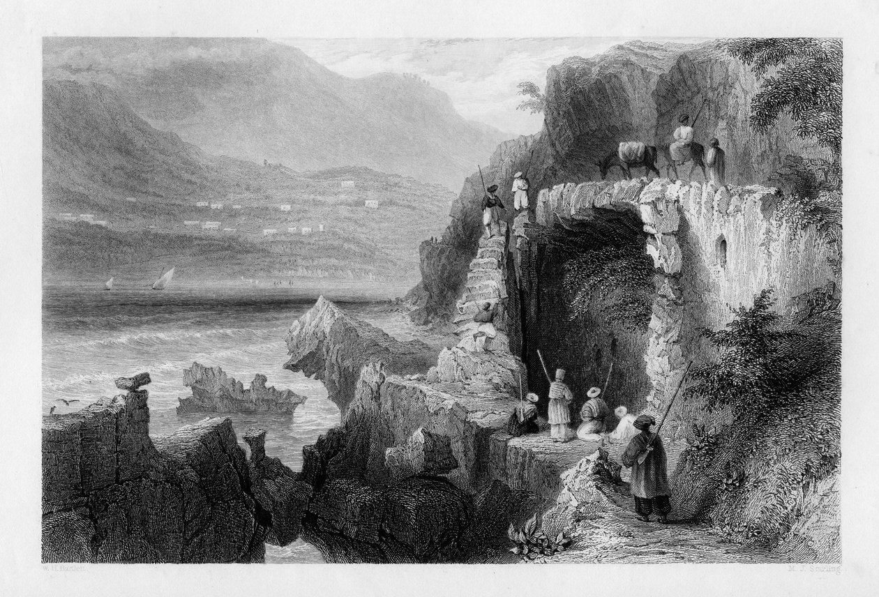 सेंट जॉर्ज की खाड़ी, केसरोआन की खाड़ी, सीरिया, 1841। द्वारा एमजे स्टार्लिंग