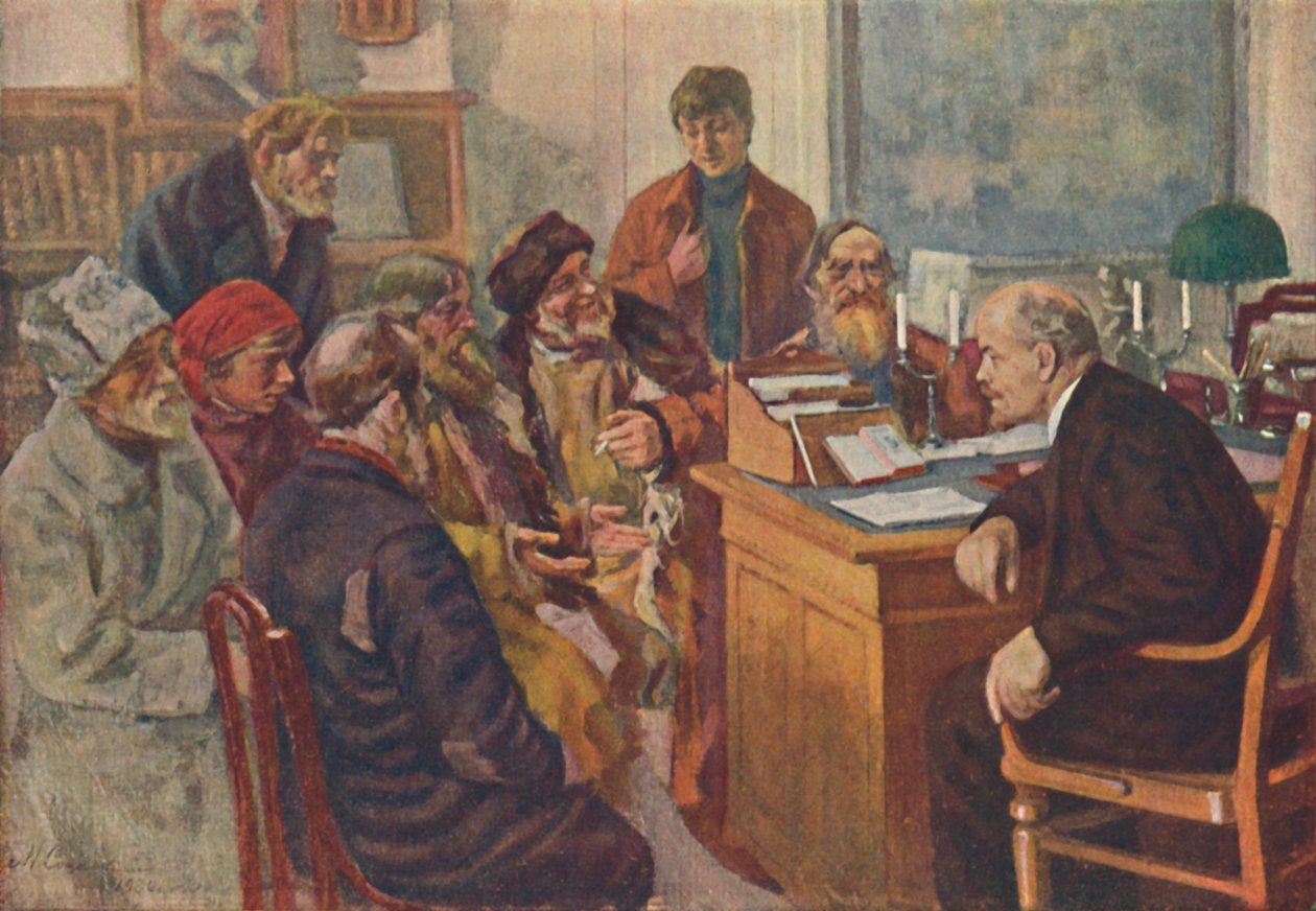 लेनिन किसानों से बात कर रहे हैं, 1939। द्वारा एम सोकोलोव