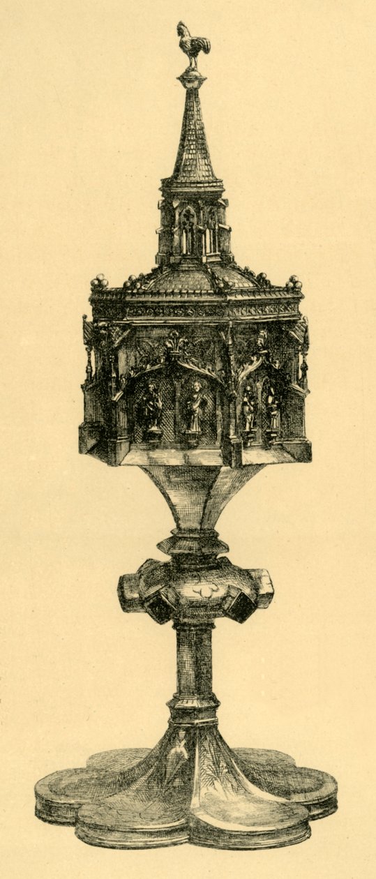 कॉपर गिल्ट pyx, मध्य 15 वीं शताब्दी, 1881। द्वारा एम सुलिवन