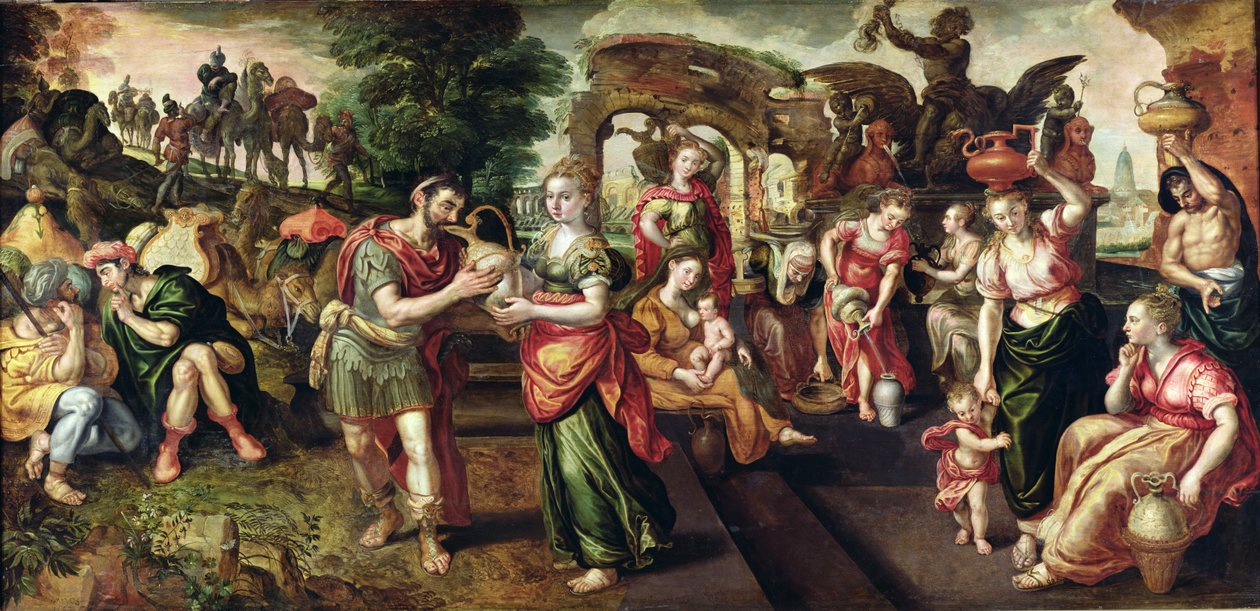 वेल, 1562 में एलीएजेर और रेबेका द्वारा Maarten de Vos