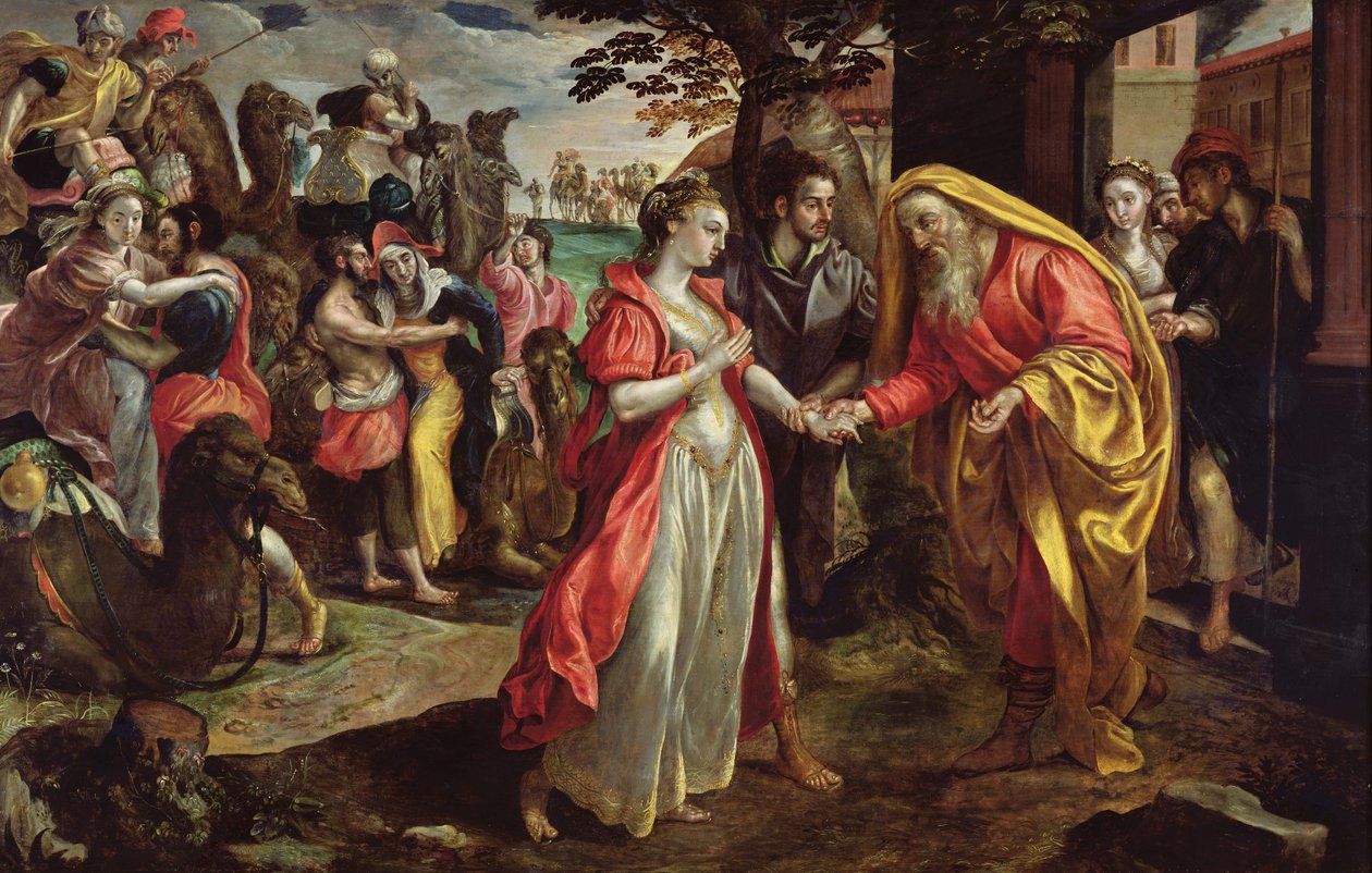 रेबेका एलिएजर का पालन करने के लिए सहमत, c.1562 द्वारा Maarten de Vos