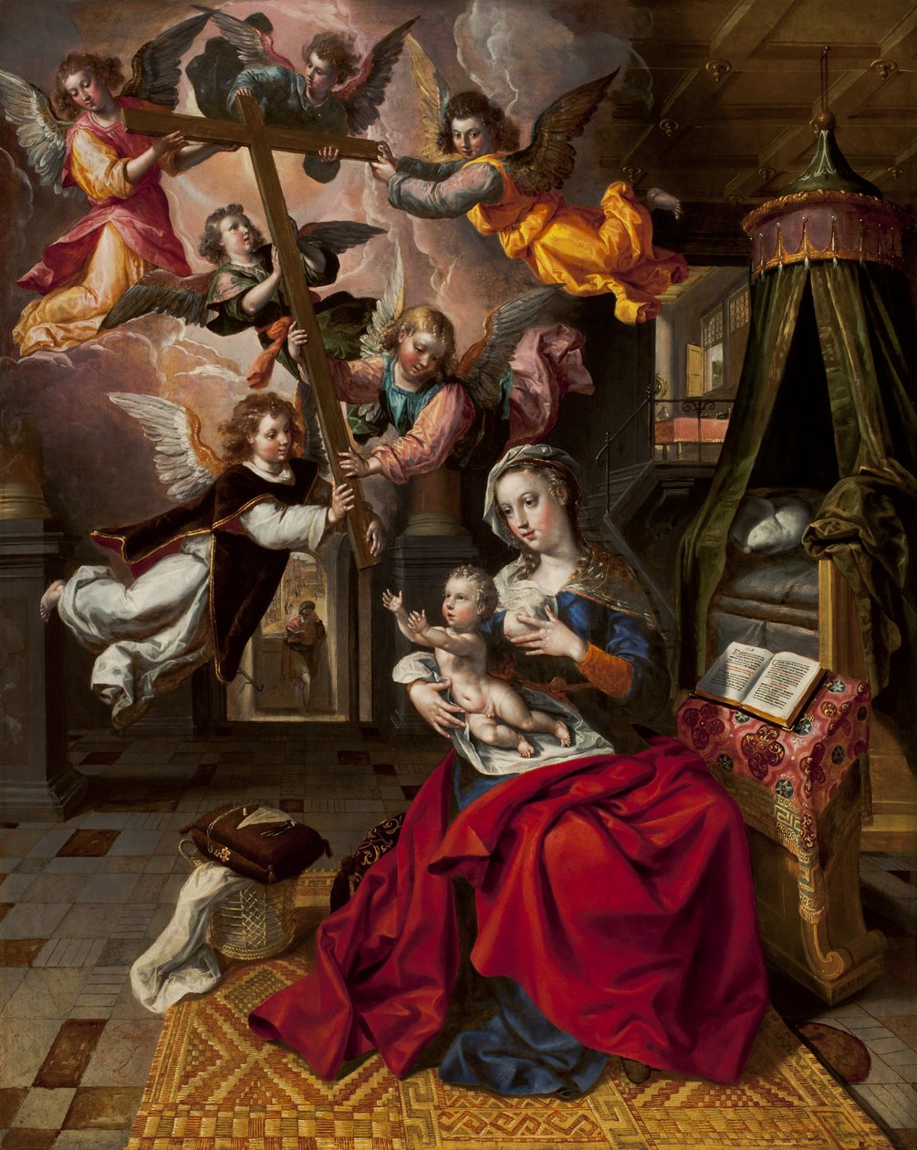 क्राइस्ट विथ द क्राइस्ट चाइल्ड का स्वागत करते हुए, c.1600 द्वारा Maarten de Vos