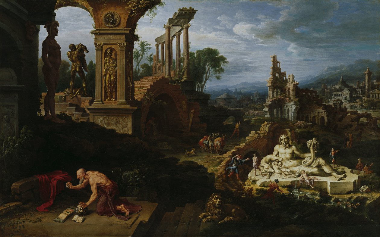 सेंट जेरोम के साथ लैंडस्केप द्वारा Maarten van Heemskerck