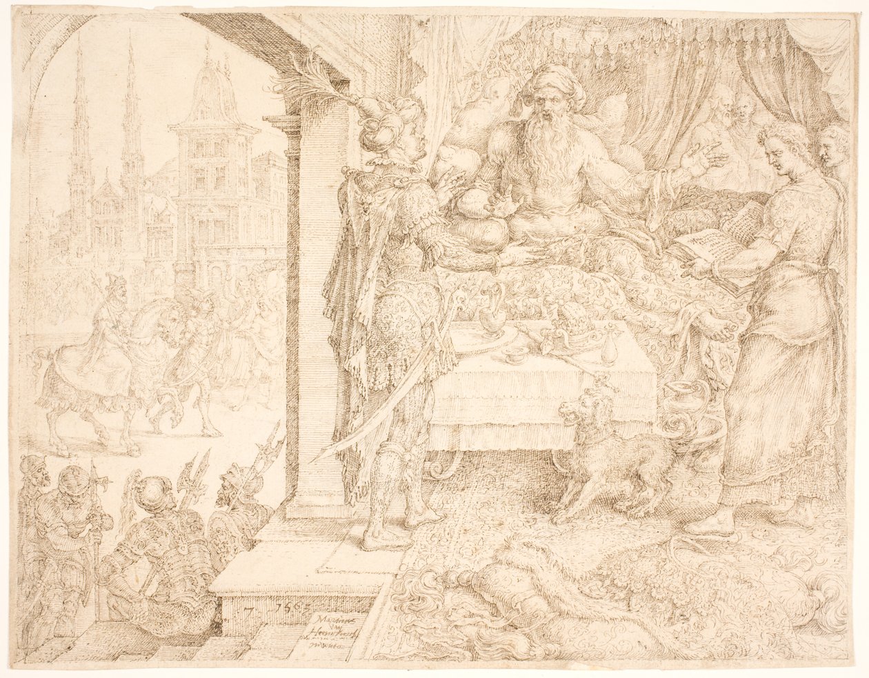 क्षयर्ष ने हामान से परामर्श किया द्वारा Maarten van Heemskerck