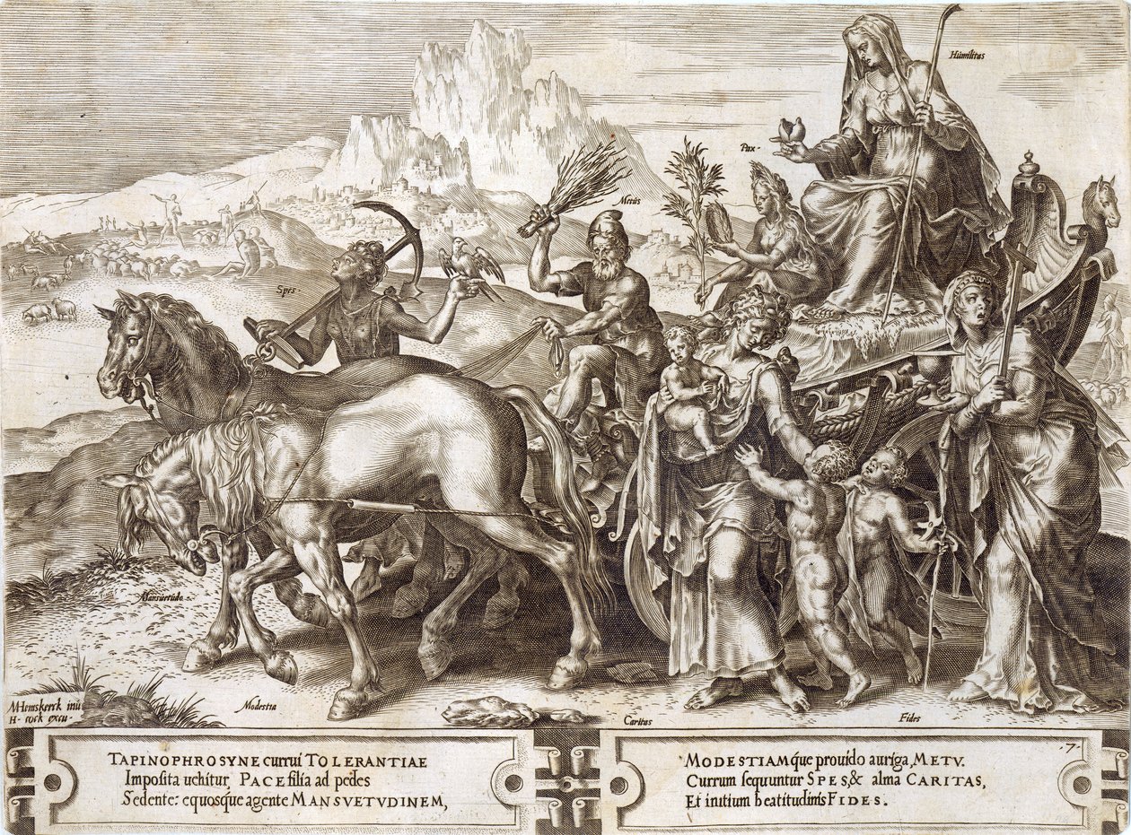 विनम्रता, प्लेट &39;iss द वाइससिटी ऑफ ह्यूमन थिंग्स&39;, 1564 से द्वारा Maarten van Heemskerck