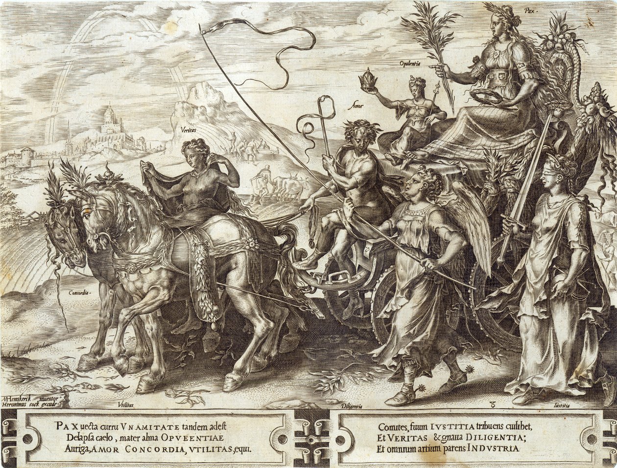 शांति, Things द वाइससिटी ऑफ ह्यूमन थिंग्स ’से प्लेट 8, 1564 द्वारा Maarten van Heemskerck