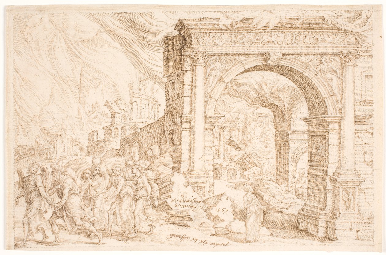 सदोम का विनाश द्वारा Maarten van Heemskerck