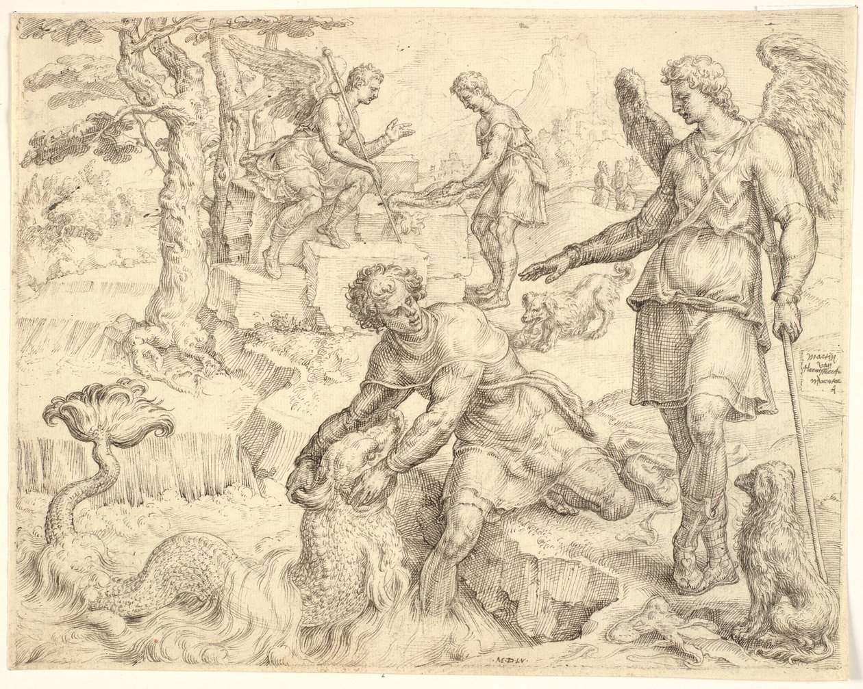 टोबियास टाइग्रिस नदी में मछली पकड़ रहा है द्वारा Maarten van Heemskerck