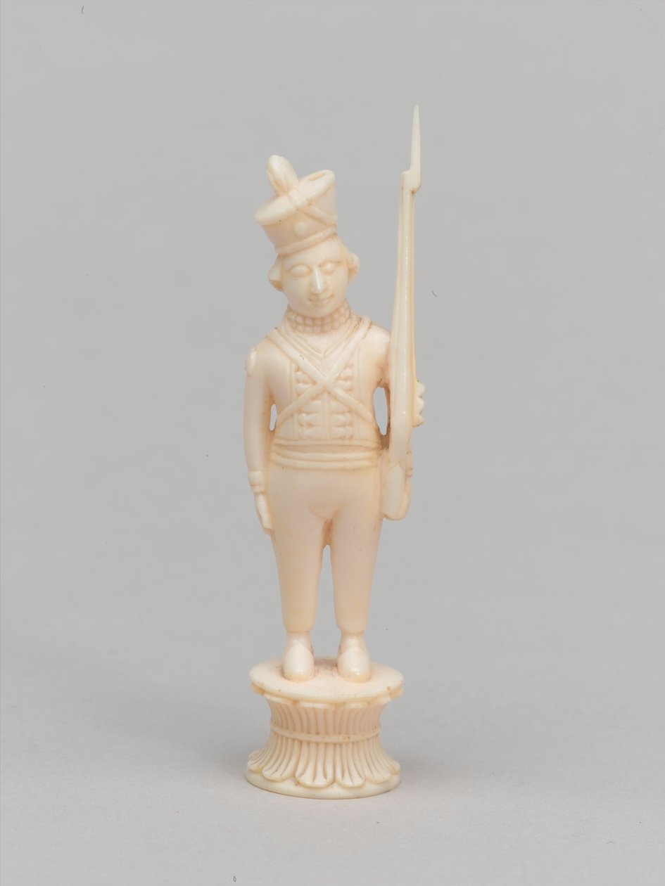 सफेद मोहरा, शतरंज का टुकड़ा, भारत, 1820 लगभग द्वारा Macneill MacLeay