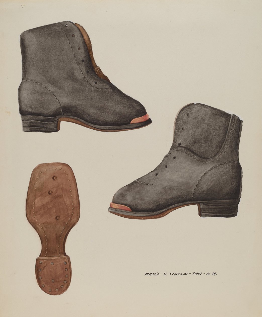 ताँबे के पंजे वाले बच्चे का जूता, c. 1937. द्वारा माजेल जी. क्लाफलिन