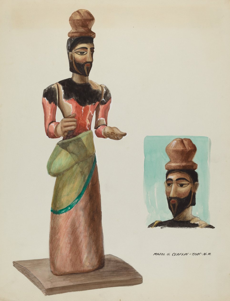 सैन जोस, नक्काशीदार और चित्रित लकड़ी का सैंटो, सी। 1937. द्वारा माजेल जी. क्लाफलिन