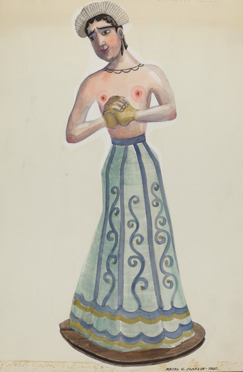 आठ वर्जिन में से एक सांता फ्रंट व्यू, c. 1937. द्वारा माजेल जी. क्लाफलिन