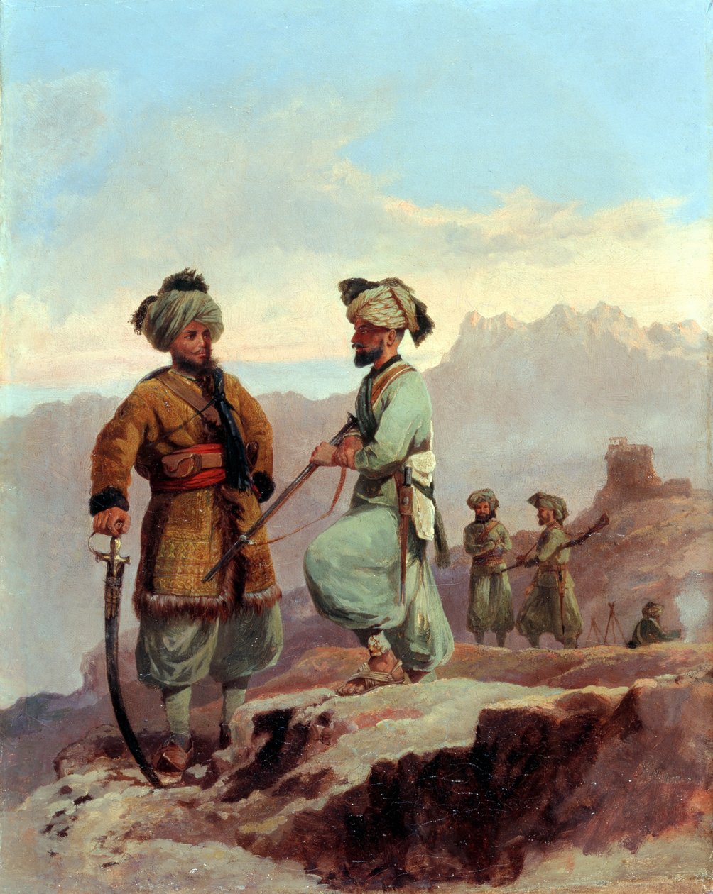 ए पिकेट, 20 वीं पंजाब रेजिमेंट ऑफ बंगाल नेटिव इन्फैंट्री, नॉर्थ वेस्ट फ्रंटियर, c.1868 द्वारा मेजर जनरल वाल्टर फेन