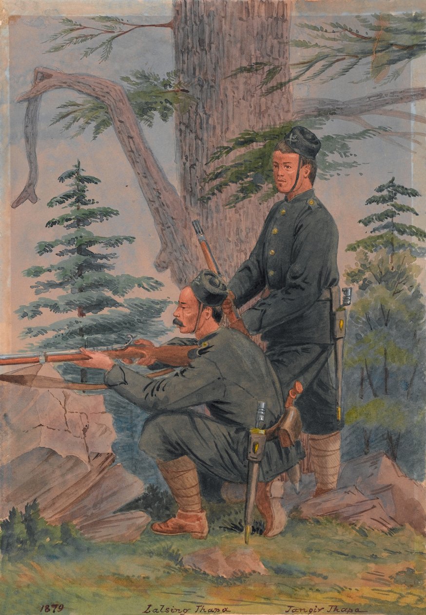 Lalsing Thapa and Jangir Thapa of the 5th Goorkha Regiment, Peiwar Kotal, Afghanistan द्वारा मेजर जनरल आरजी वुडथोरपे