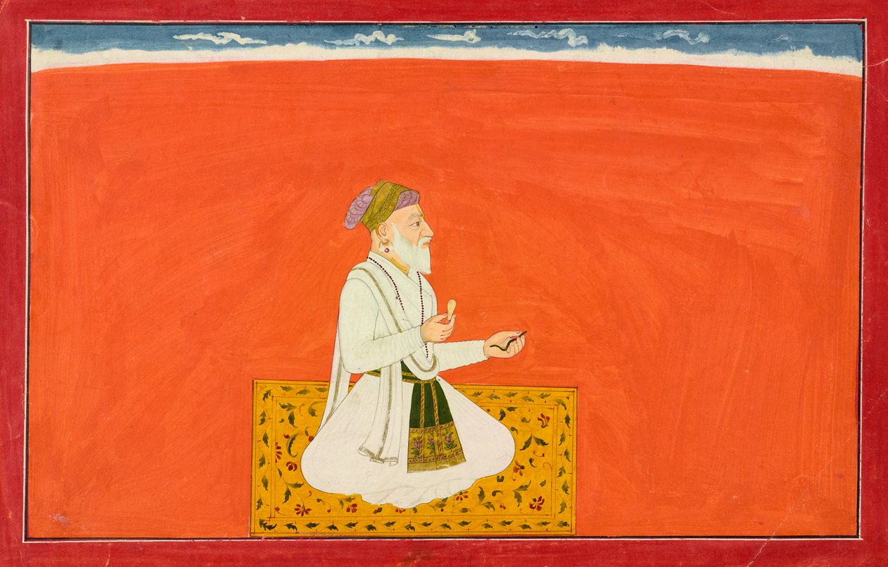 ऋषि-चिकित्सक धन्वंतरि, quot;छठीquot; emभागवत पुराणem श्रृंखला से फोलियो, जिसे quot;छोटीquot; गुलेर-बसोहली श्रृंखला के रूप में भी जाना जाता है द्वारा Manaku