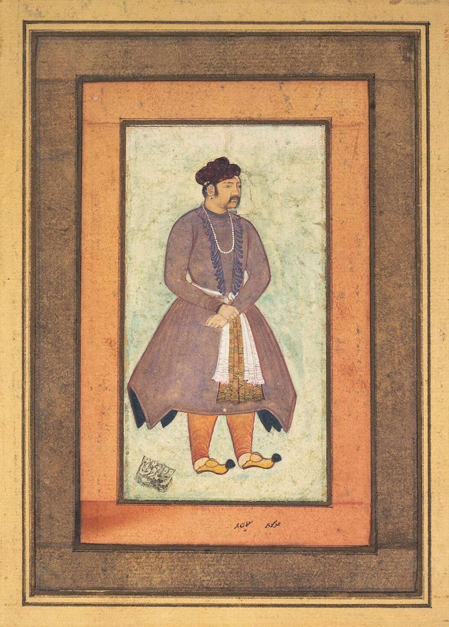 अकबर महान का चित्र 1542-1605, मुगल सम्राट, 16वीं शताब्दी का दूसरा भाग। द्वारा मनोहर