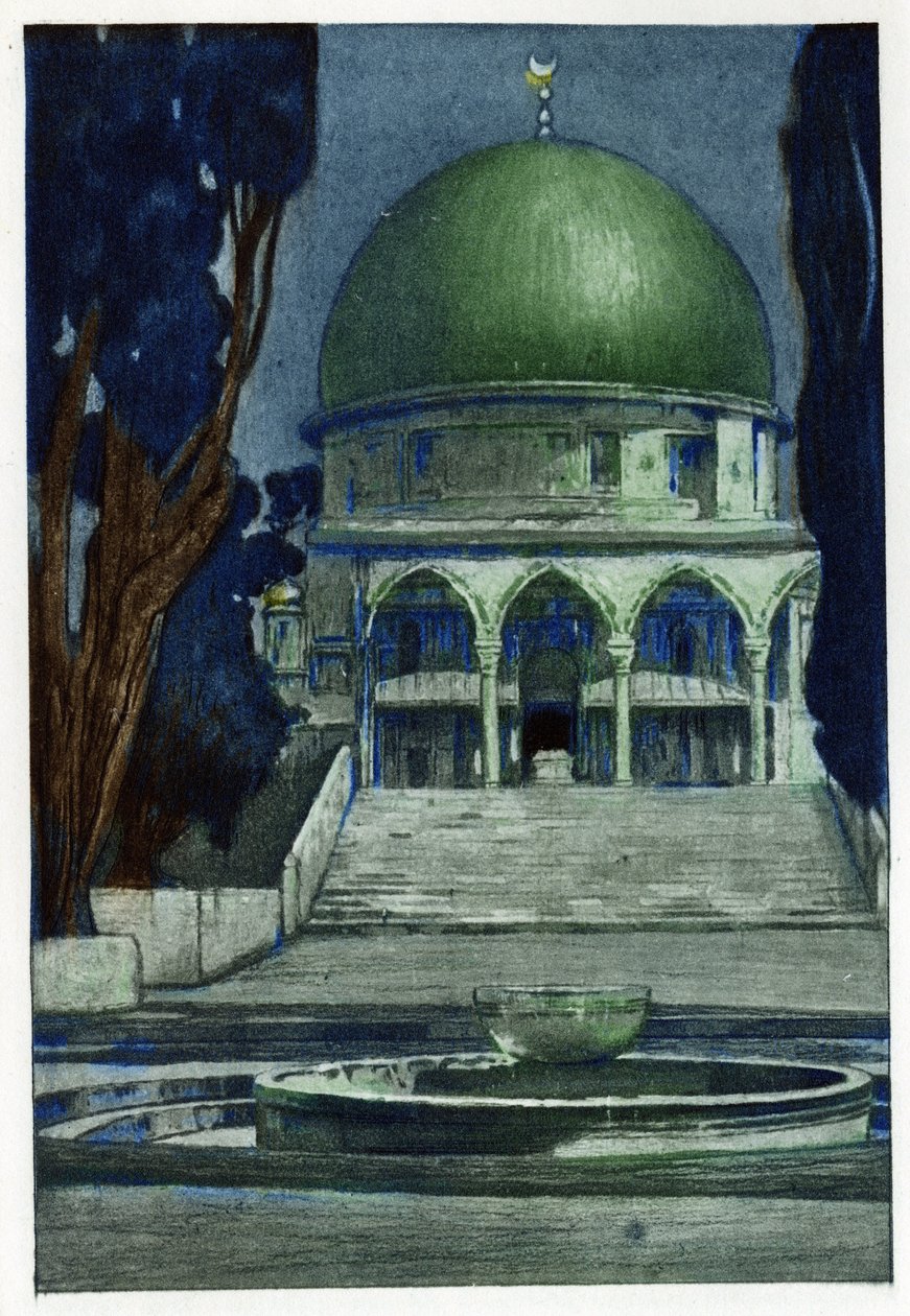 यरूशलेम में अल-अक्सा मस्जिद (अल-अक्सा)। मैनुअल ओराज़ी (1860-1934) द्वारा उत्कीर्ण, "ल'एन प्रोचेन ए जेरूसलम", पेरिस में द्वारा मैनुअल ओराज़ी