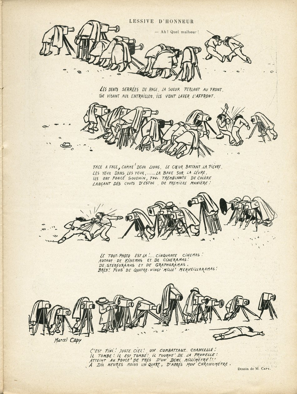 Le Rire, 02/03/12 में मार्सेल कैपी (1865-1941) का चित्रण - ऑनर लॉन्ड्री - खेल, फोटोग्राफी कैमरा फोटोग्राफर, बाड़ लगाना द्वारा मार्सेल एमिबल ओएल कैपि