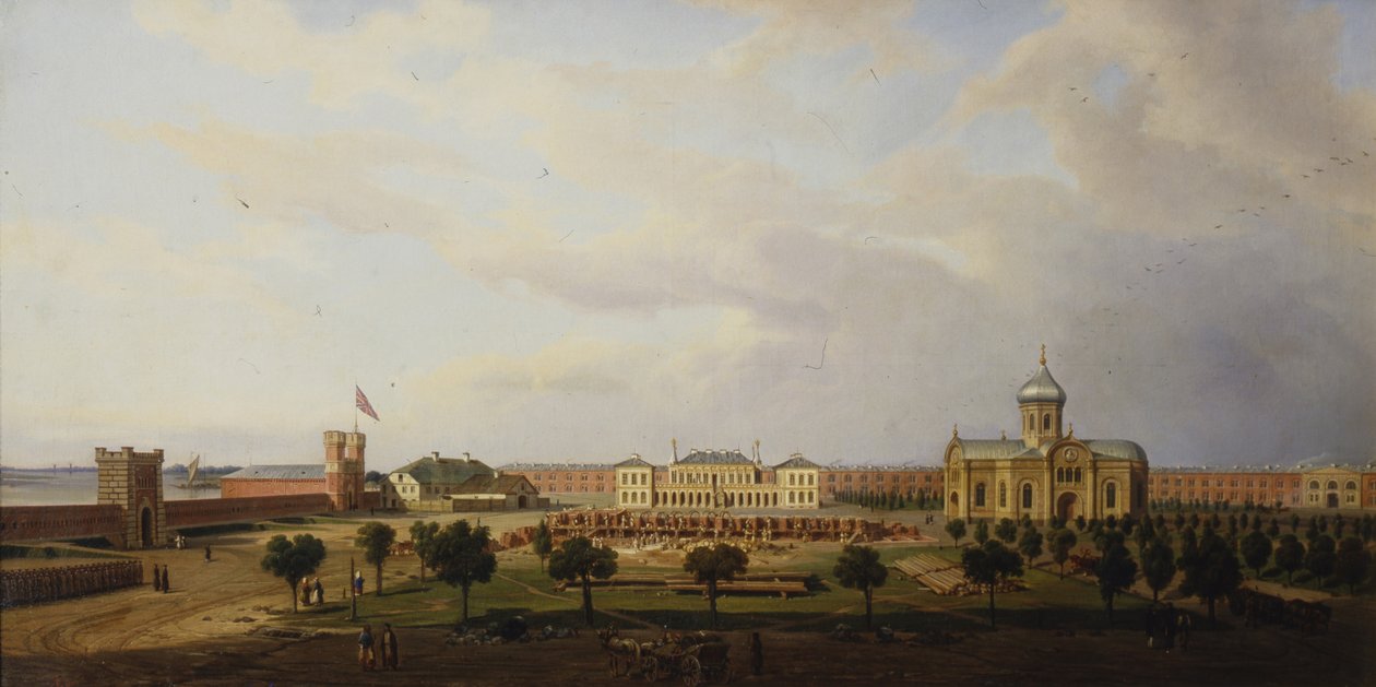 इवांगोरोड किले का आंतरिक दृश्य, 1846 द्वारा मार्सिन ज़ेल्स्की