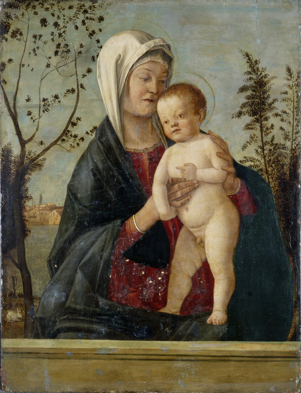 मैडोना एंड चाइल्ड, c.1510 (चिनार की लकड़ी पर तड़का) द्वारा मार्को बसैती