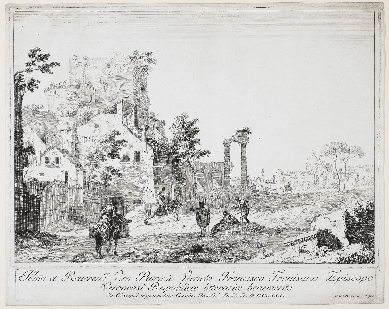 रोड विद अ कंट्री विलेज, 1730 द्वारा मार्को रिक्की