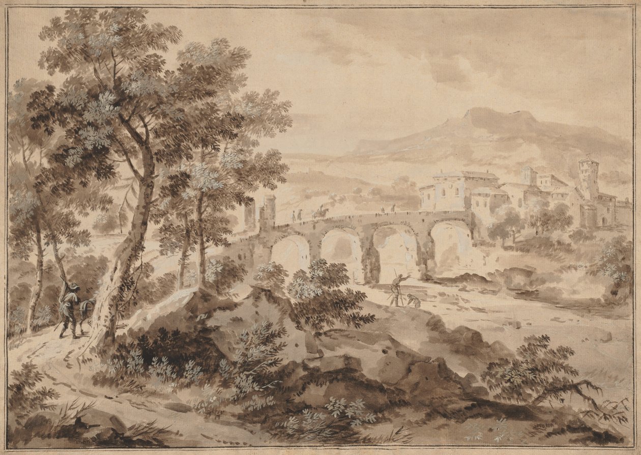 ब्रिज, 1700-1729 के साथ लैंडस्केप। द्वारा मार्को रिक्की