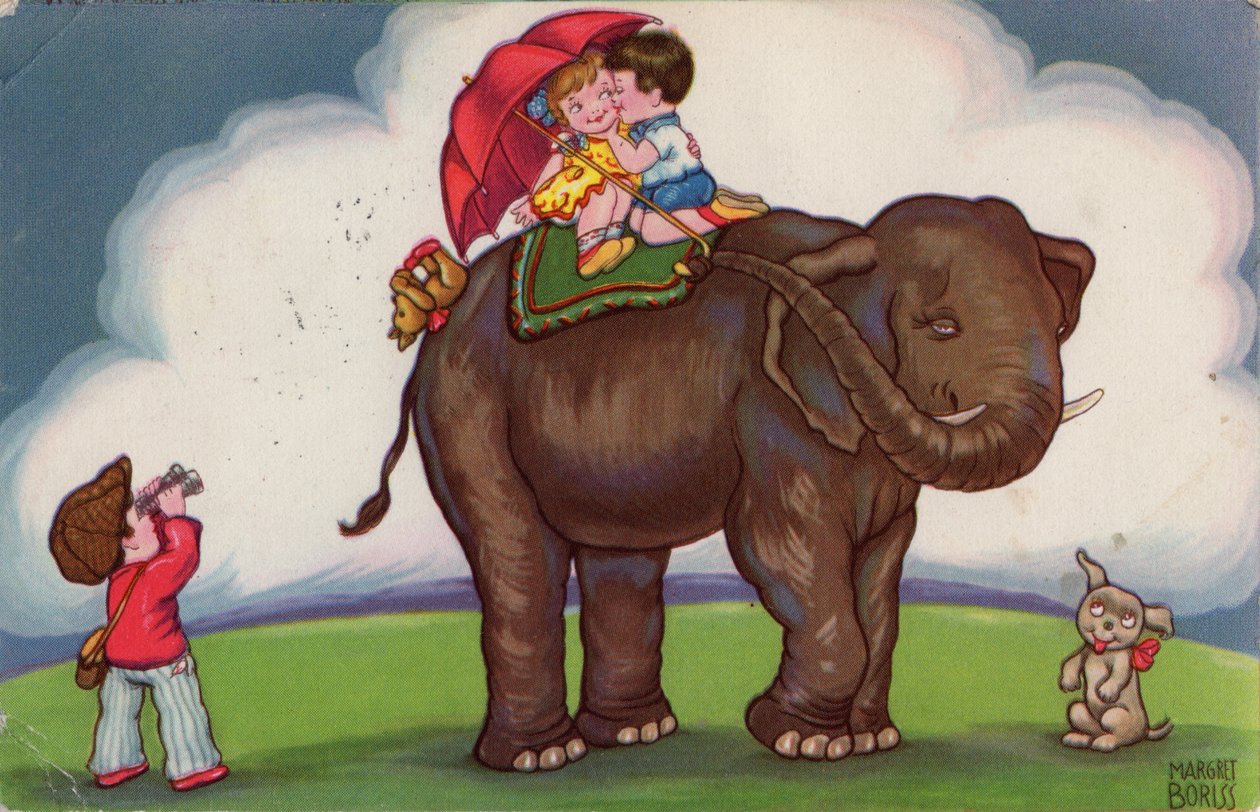 हाथी पर सवार बच्चे, 1932। द्वारा मार्गरेट बोरिसो