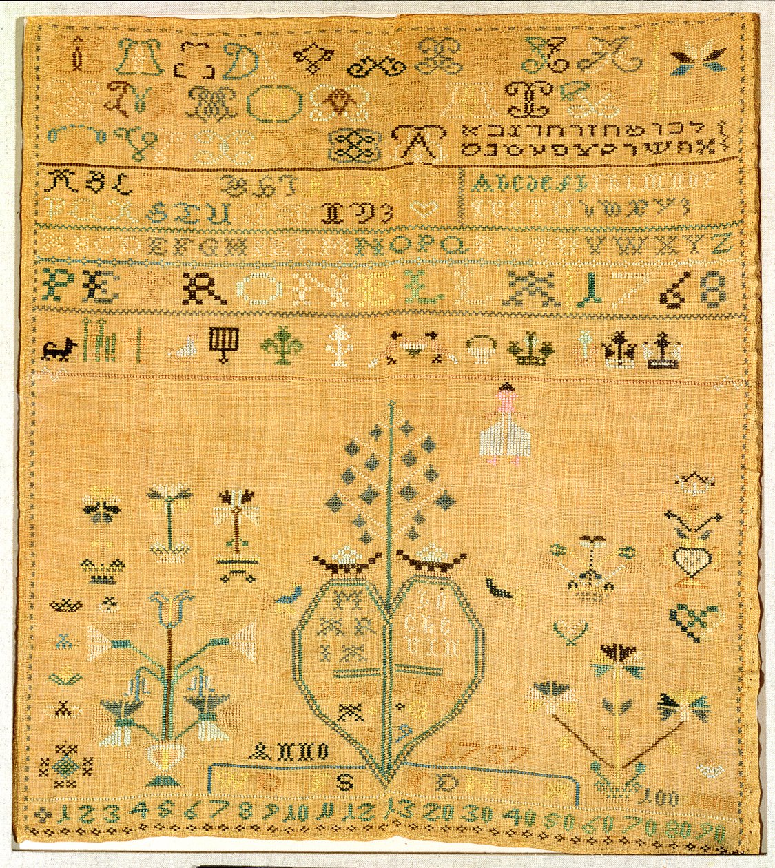 कढ़ाई वाला नमूना, 1768 में पूरा हुआ (कपड़ा) द्वारा मारिया 1737 91 मल