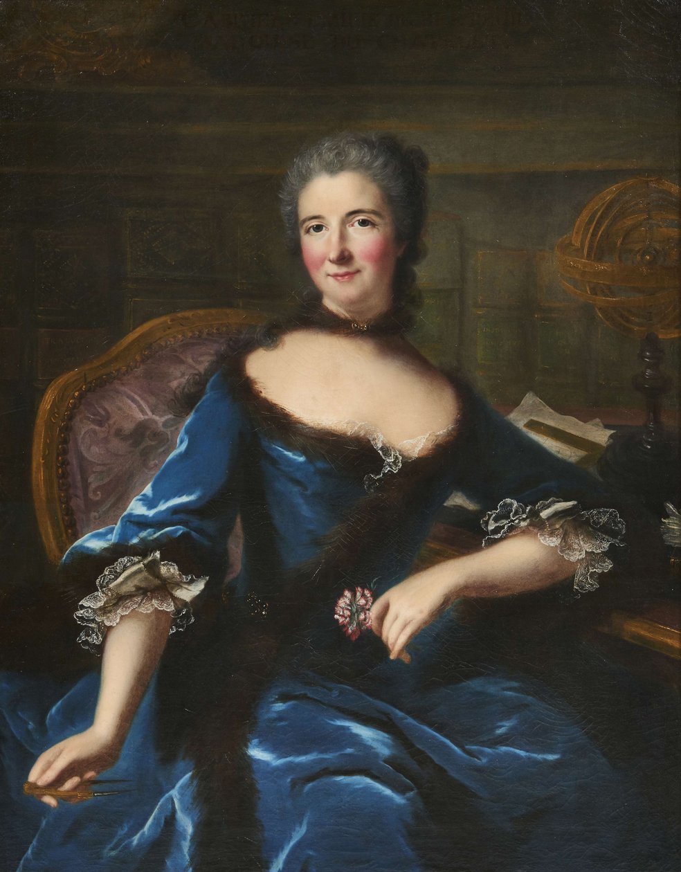 गैब्रिएल Émilie Le Tonnelier de Breteuil का पोर्ट्रेट, Marquise du Châtelet 1706-1749, ca 1748। द्वारा मैरिएन लोइर