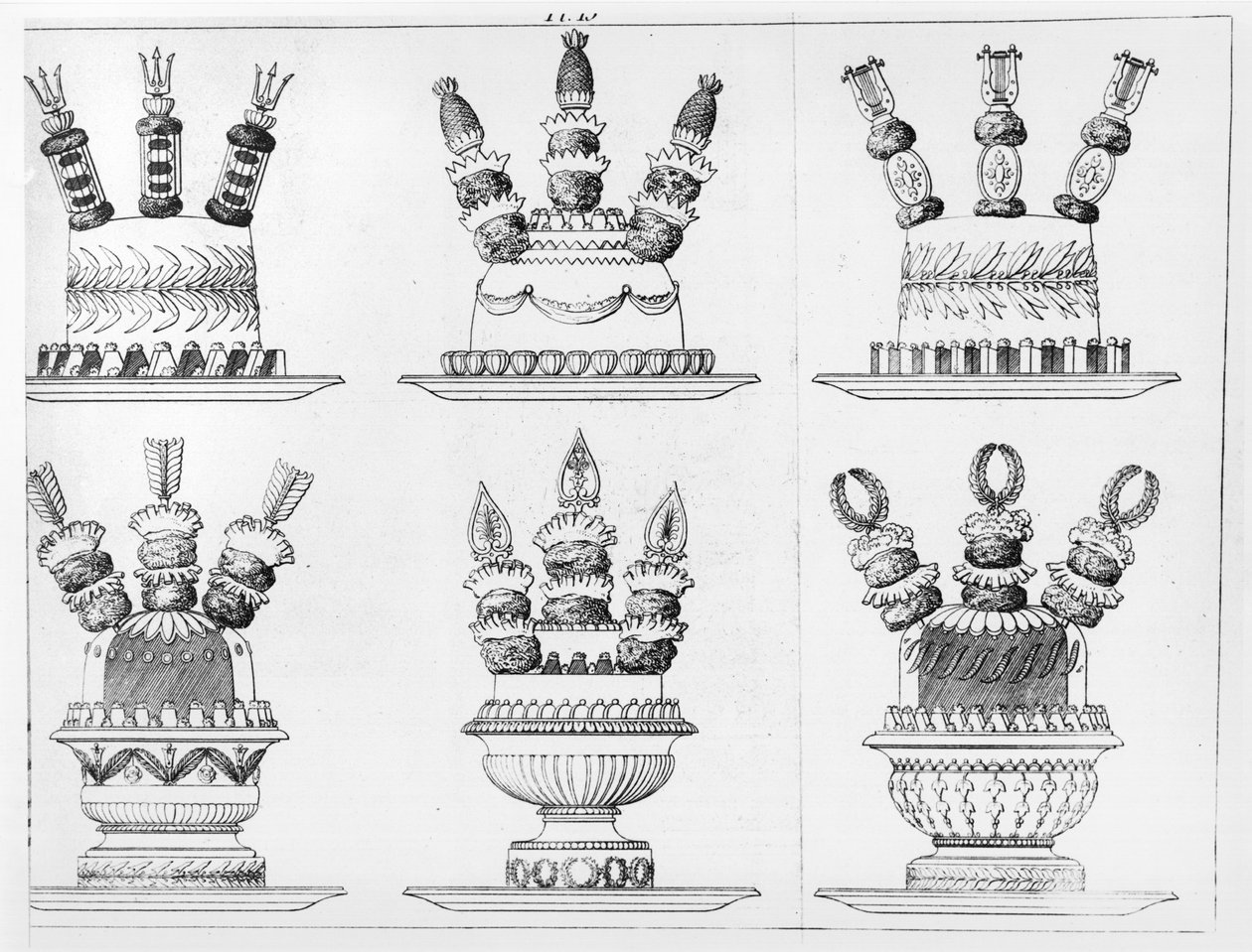 एंटोनी केरेम द्वारा &39;द पेरिसियन कुक&39; से खाद्य सजावट के लिए डिजाइन, 1842 प्रकाशित द्वारा मैरी एंटोनी केरेमे